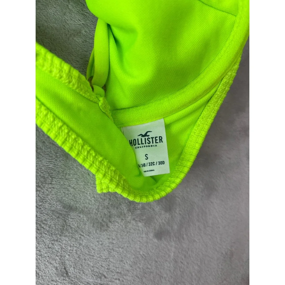 Hollister Neon Lime Green Ribbed Underwire Bikini Set Small Top XS Bottoms